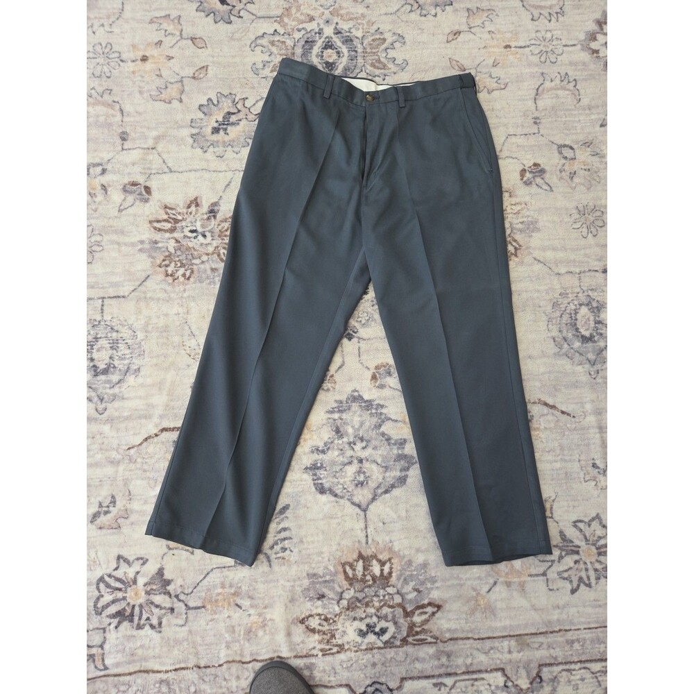 #474 Haggar Pants Men 36x29 Charcoal Casual Zip Fly dress pants polyester